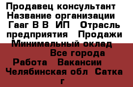 Продавец-консультант › Название организации ­ Гааг В.В, ИП › Отрасль предприятия ­ Продажи › Минимальный оклад ­ 15 000 - Все города Работа » Вакансии   . Челябинская обл.,Сатка г.